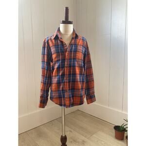 Class Club Orange & Blue Plaid Buttondown, Size S